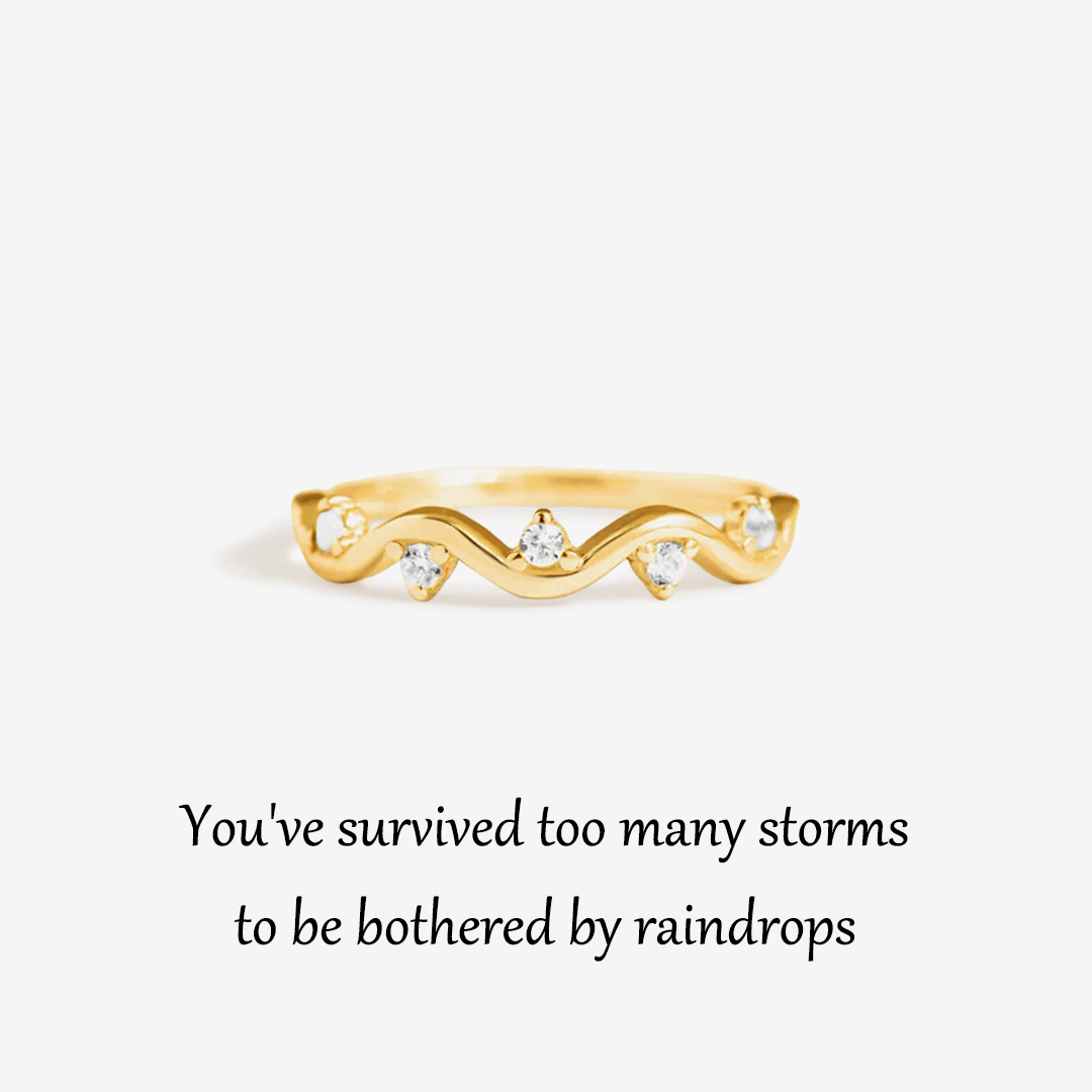 S925 Survived Too Many Storms Raindrop Ring