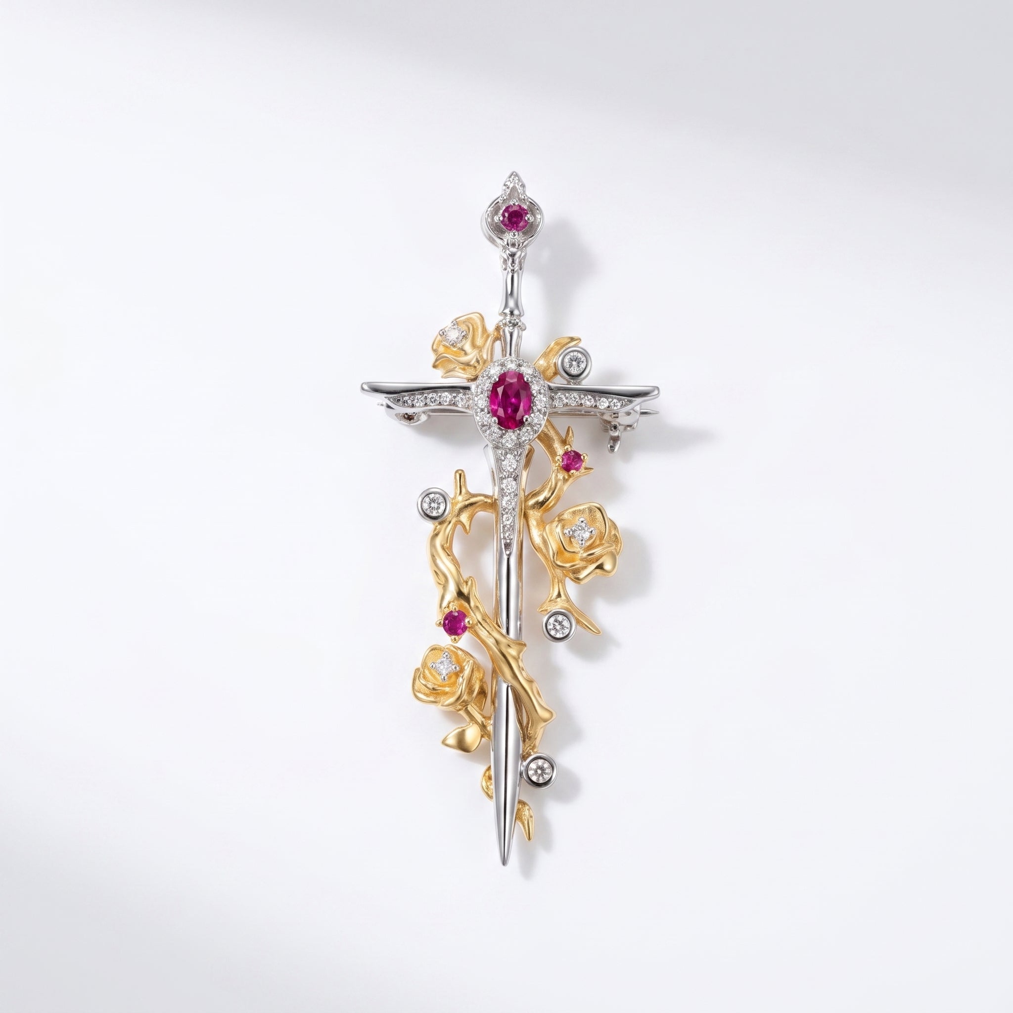 The Knight’s Rose | Gothic Sword & Thorn Statement Brooch