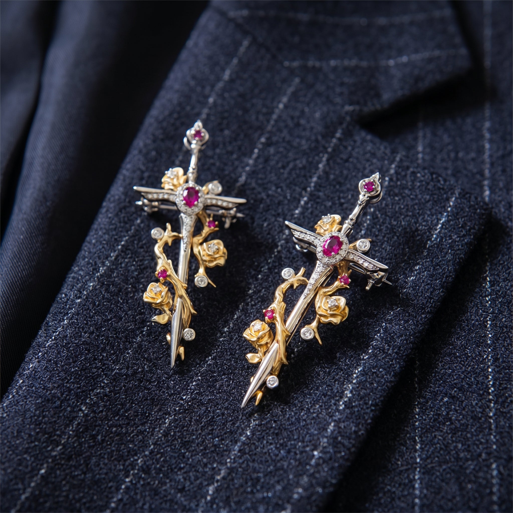 The Knight’s Rose | Gothic Sword & Thorn Statement Brooch