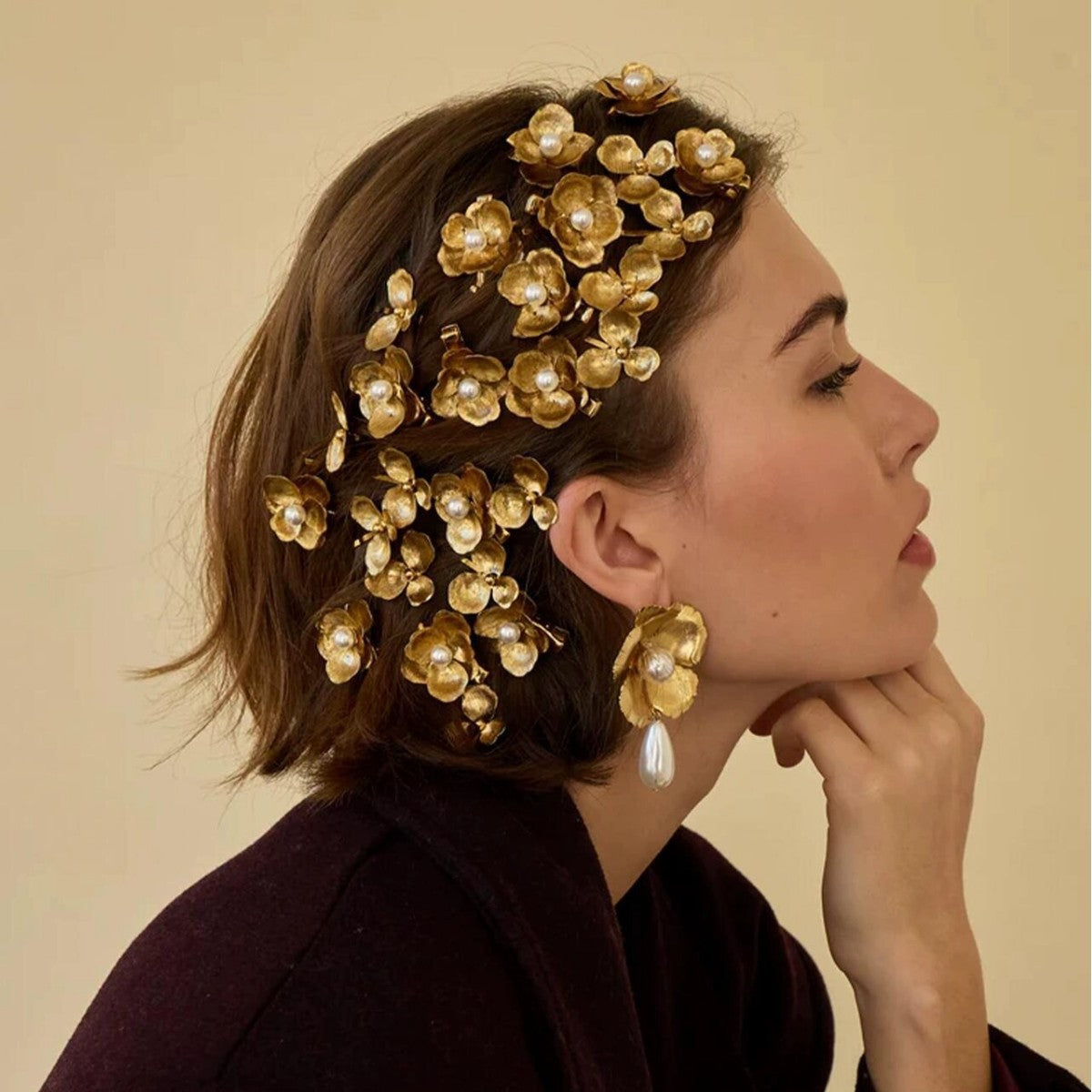 Retro Pearl Flower Barrette (Single)