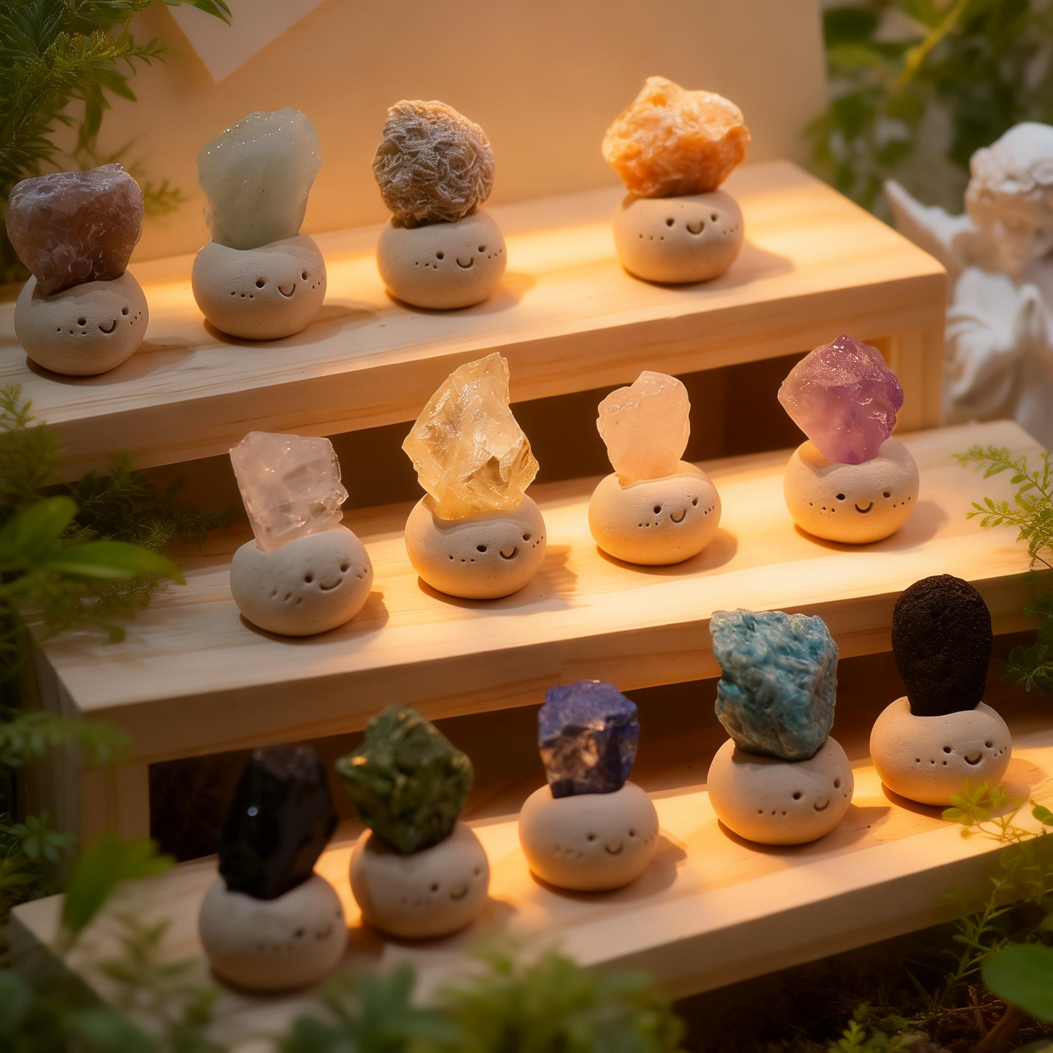 Healing Crystal Decor, Desk Pet, Cute Crystal Gift, Raw Stone Figurine, Anxiety Relief Desk Toy