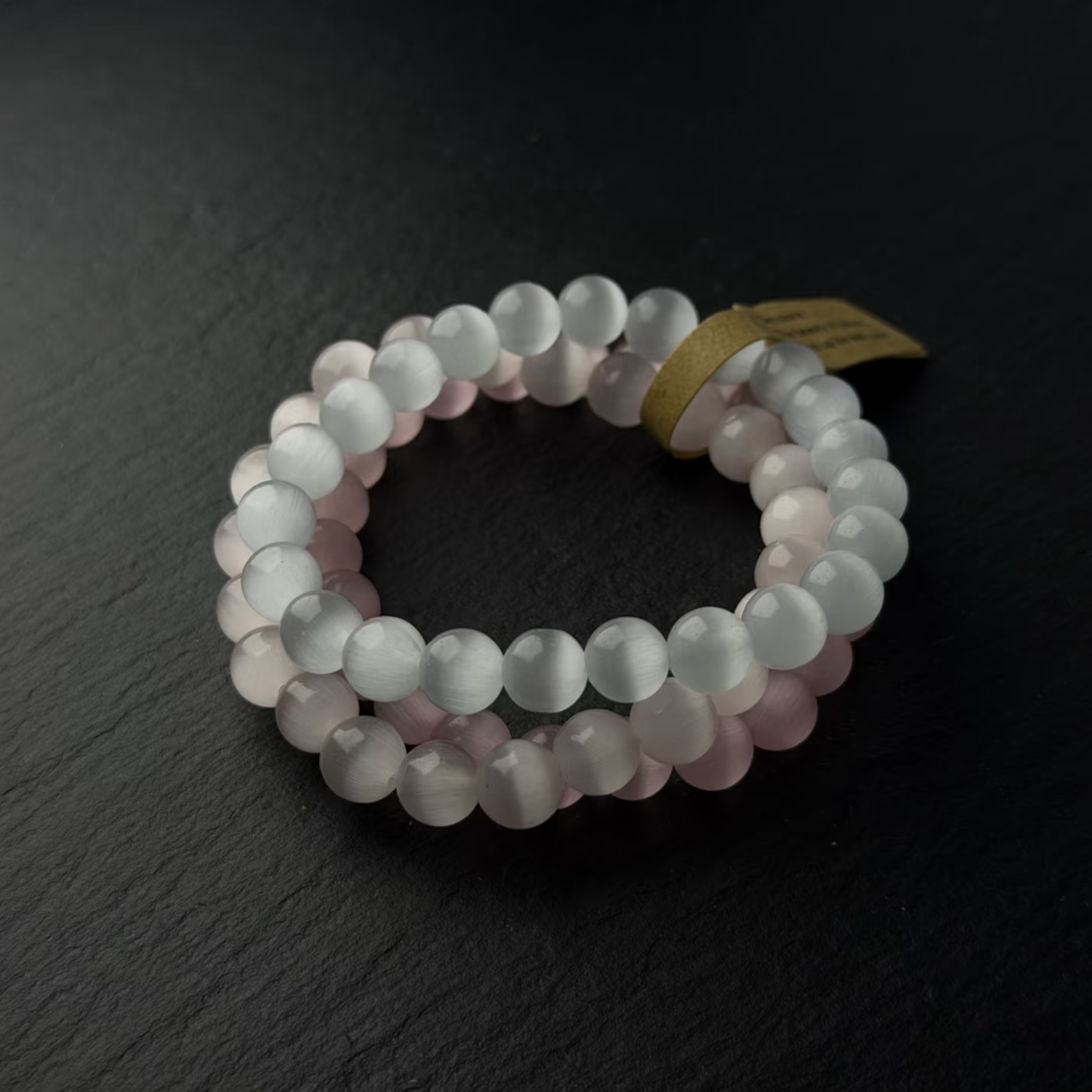 Serene Glow | Dual-Layer Cat’s Eye Beaded Stacking Bracelet
