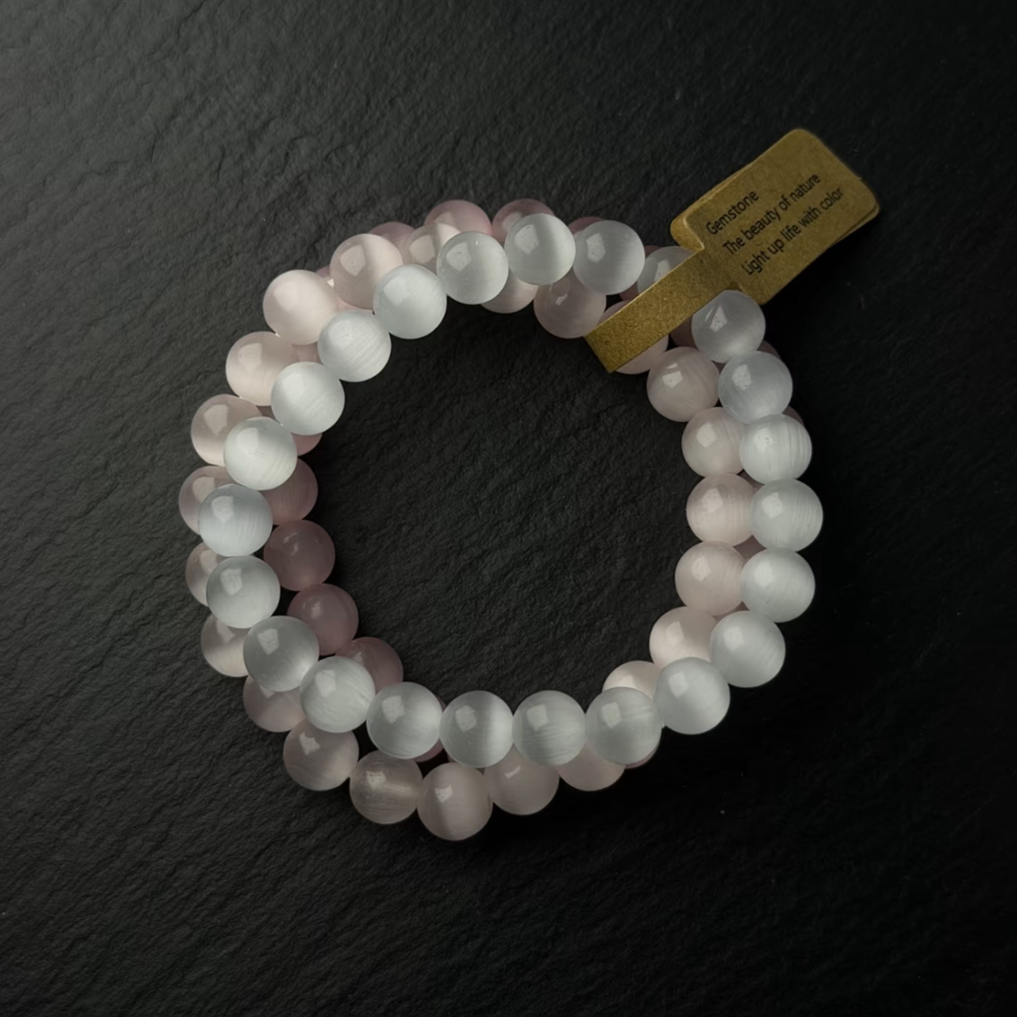 Serene Glow | Dual-Layer Cat’s Eye Beaded Stacking Bracelet