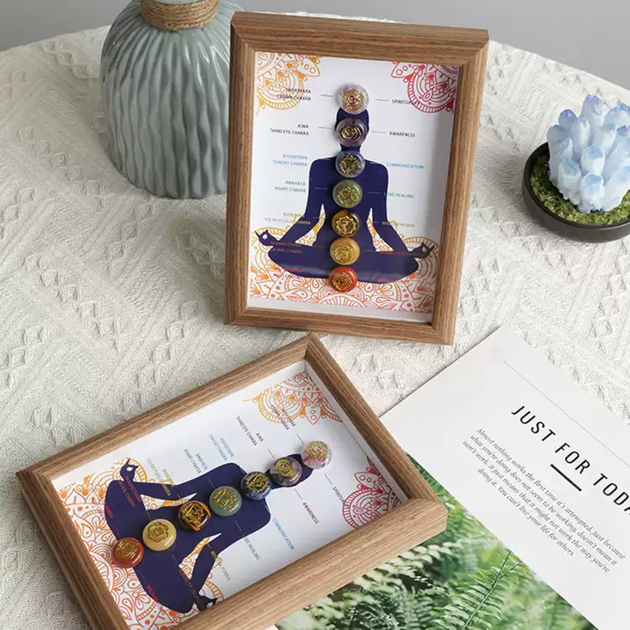 Chakra Harmonie | 7 Chakra Kristall Meditationsrahmen – Reiki-aufgeladene spirituelle Wandkunst