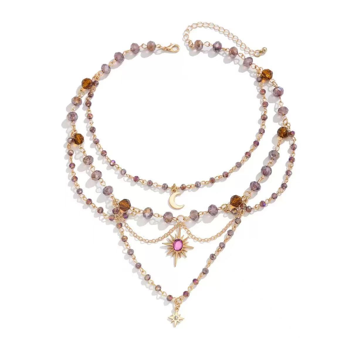 Sun and Moon Shining Together | Multi-Layered Bohemian Crystal Choker