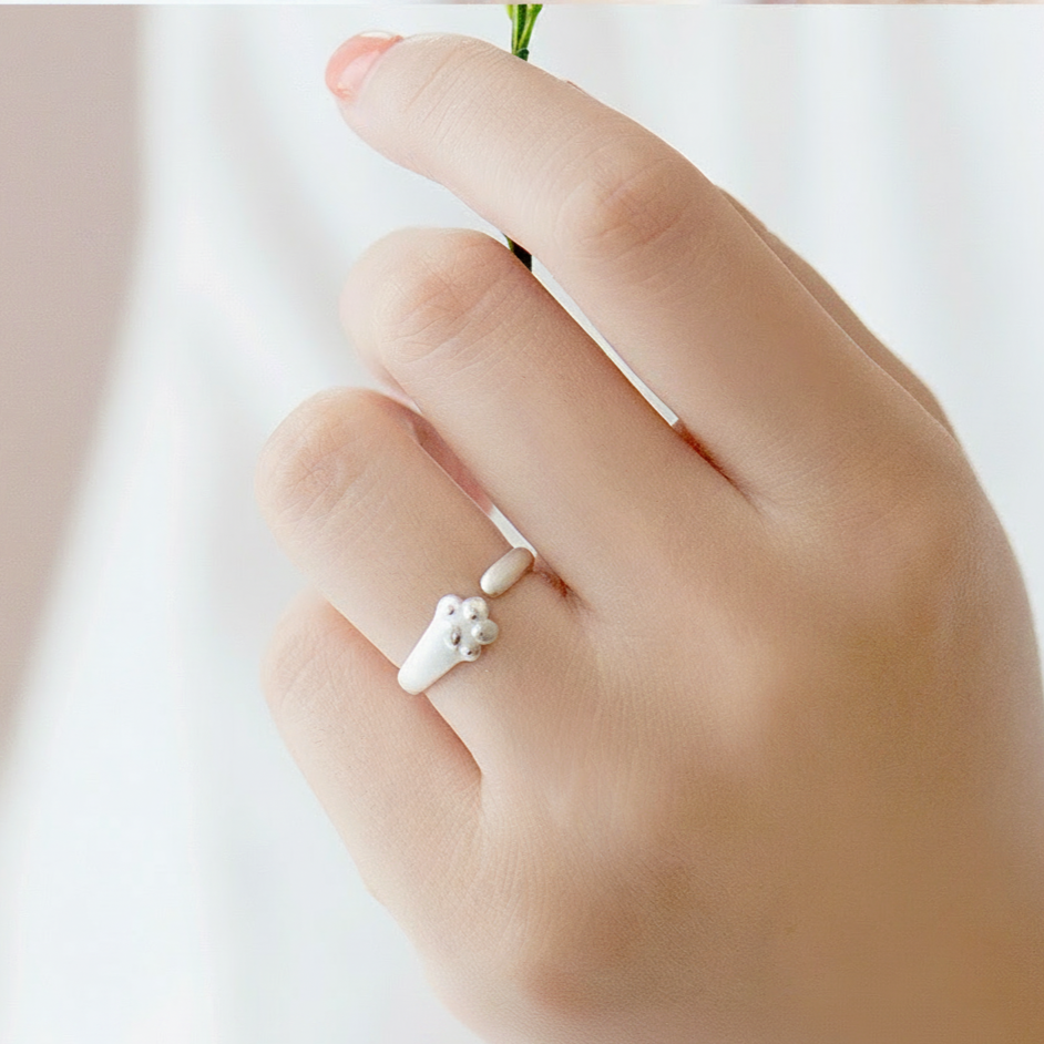 Minimalist Cat Paw Open Ring