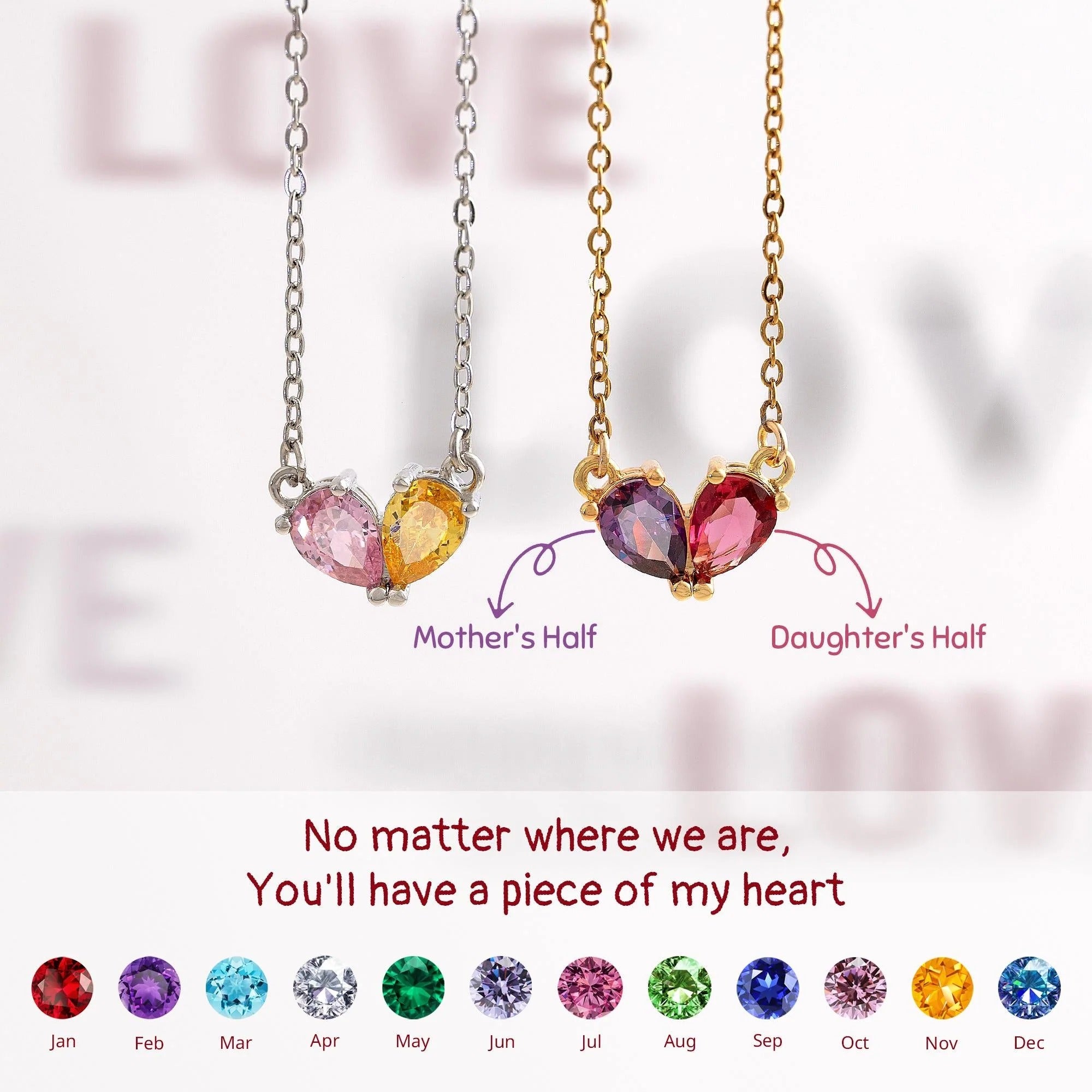Custom Tiny Heart Birthstone Necklace